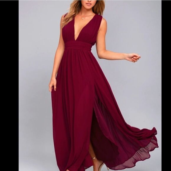 Lulu's Burgundy Maxi Dress - Picture 1 of 5